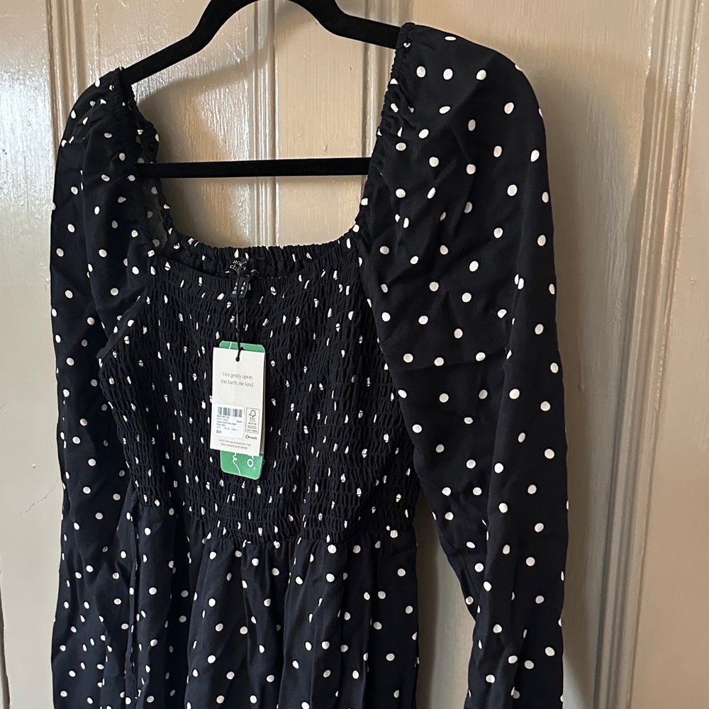 NWT Elegant Long Sleeves Polka Dot Dress - Picture 6 of 7
